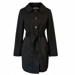 Harve Benard Women’s Black Retro Style Belted Button Up Trench Coat Sz M